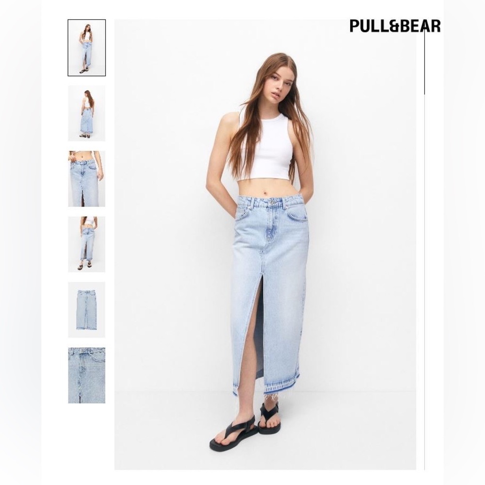 PULL&BEAR MID-RISE LONG DEMIN SKIRT
